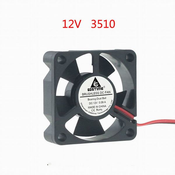 

dc12v 009a 3510 3.5cm 35x35x10mm 9500rpm 4.56cfm 2pin двойной бал мини бесщеточный вентилятор охлаждения