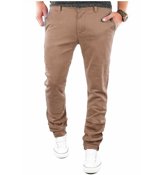 

новые мужские slim fit прямые брюки повседневные карманы длинные брюки, Black