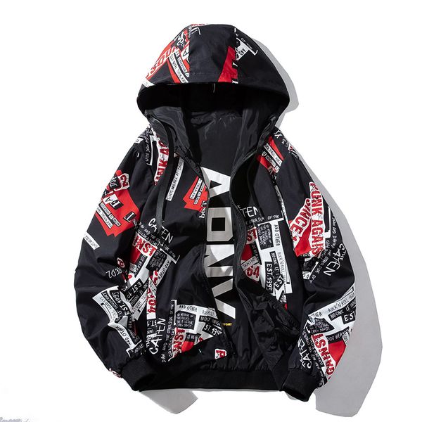 

мужские куртки мужской повседневный реверсивный письмо печати baseball пальто bomber hoodie куртки мужские hip hop streetwear одежда, Black;brown