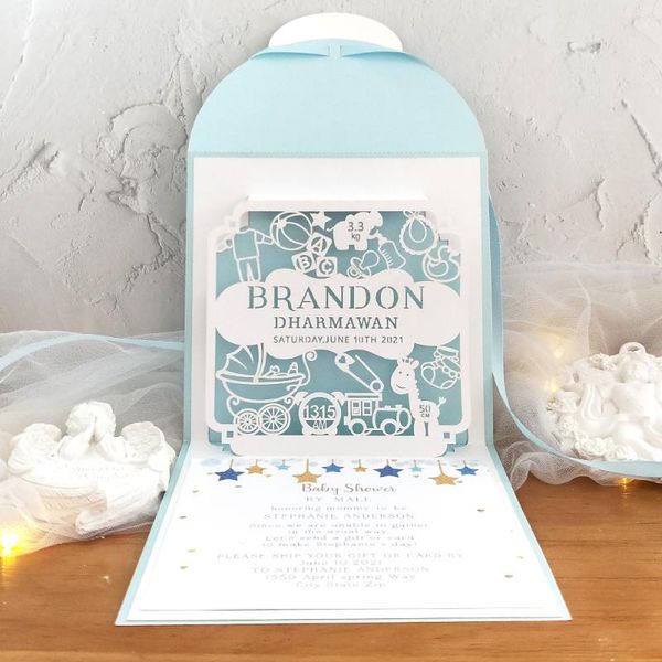 

baby shower invitation card -out 3d handmade custom baby shower new with envelope