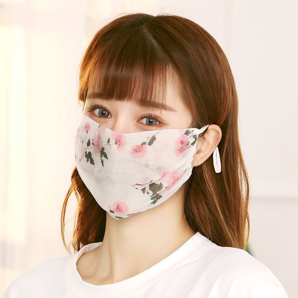 

lady fashion face masks chiffon spring summer breathable masks washable reusable mask for elegant women sunscreen cycling mask