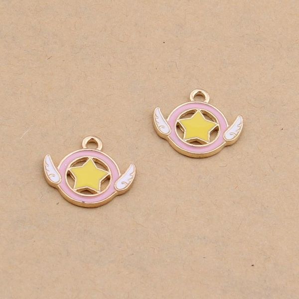 

floretfig 100pcs/lot card captor sakura charms for necklaces charms gold wings and stars for jewelry making diy jewelry, Bronze;silver