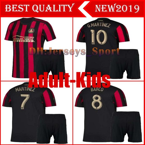 

kit atlanta united 2019 2020 home soccer jersey 19 20 mls g.martinez martinez pogba nagbe barco villalba kids set boys football shirts, Black;yellow