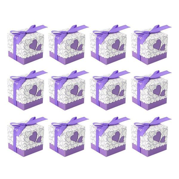 

50 pcs candy boxes square paper hearts design chocolate boxes gift container party favors with ribbon for birthday festival