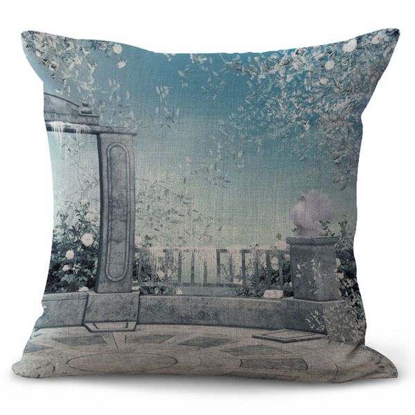 

fresh natural scenery pillow case cushion cover linen cotton throw square pillowcase cover 7 colors custom 45x45cm 100g