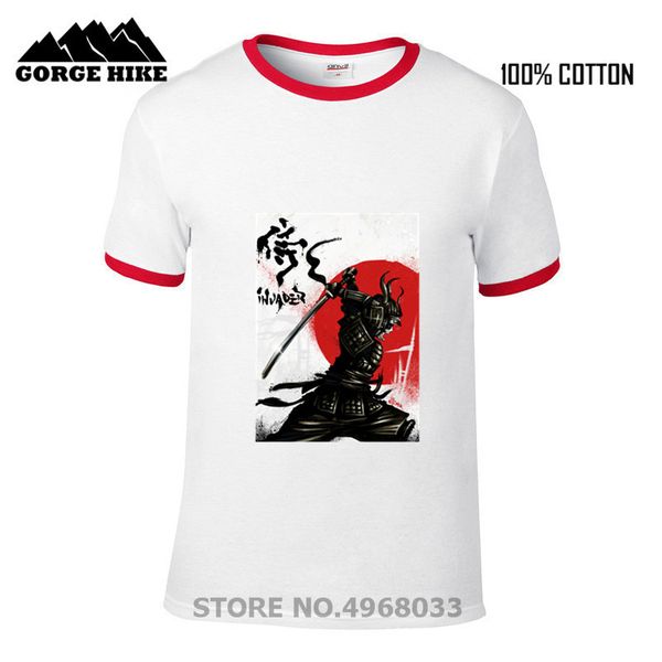 

samurai invader japanese kendo is inherited from china men t shirt plus size 3xl distressed design craft t-shirt hombre, White;black