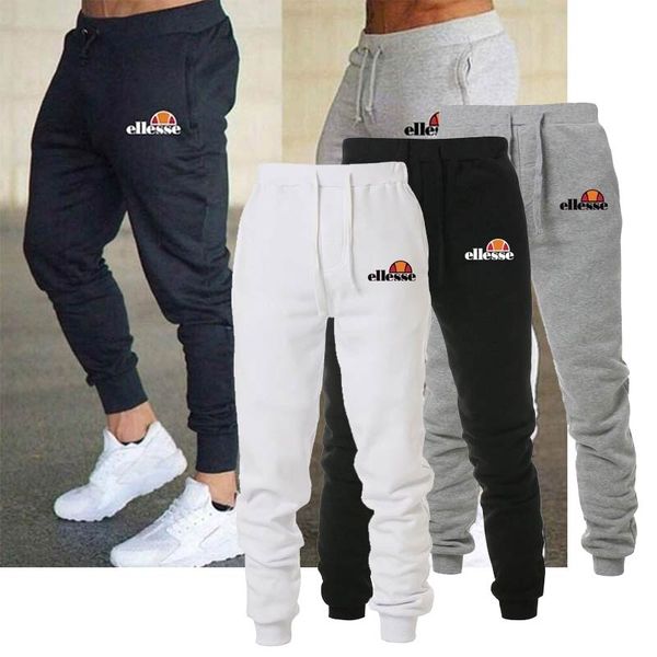 

new casual fitted tracksuit bottoms solid color gym pants mens sports joggers elastic sweat pants gym bodybuilding sweatpants, Black
