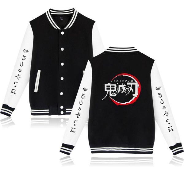 

demon slayer men's new print fashion round neck baseball jacket demon slayer men's fashion baseball jacket trend, Black;brown