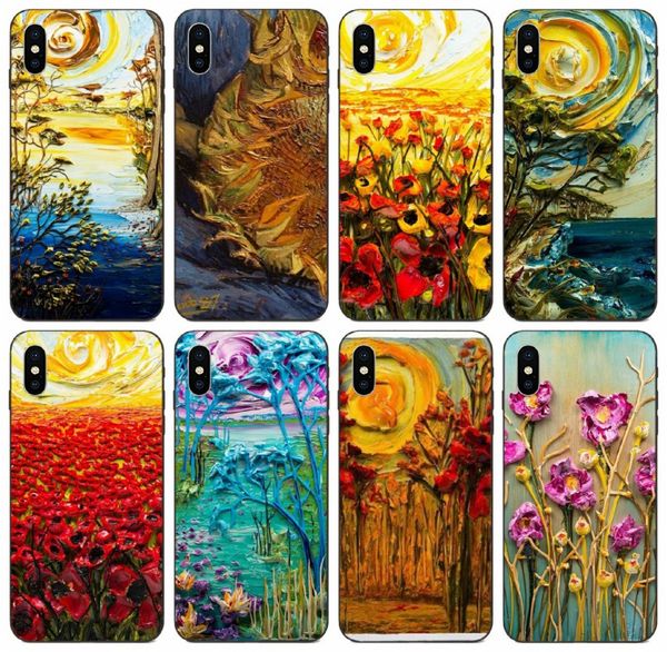 

[tongtrade] oil painting flower sunflower diy painted beautiful case for iphone 11 pro max x xs 8s 8 7 plus samsung a9 huawei p9 custom case
