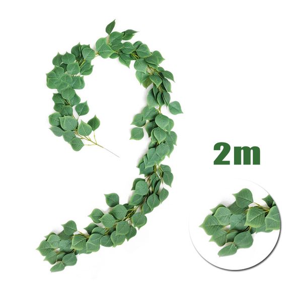 

artificial bodhi leaf green vines flower hanging rattan wall home decoration