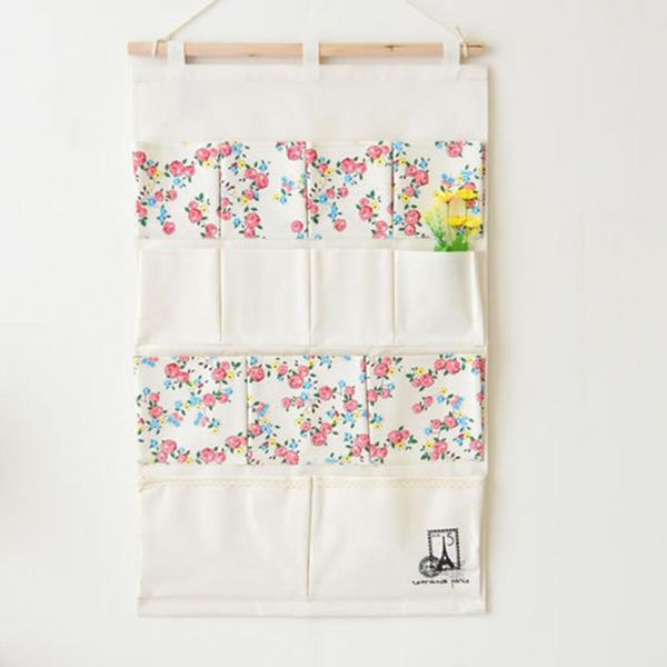 

13 pocket floral stitching storage hanging bag multi-layer wall hanging bag