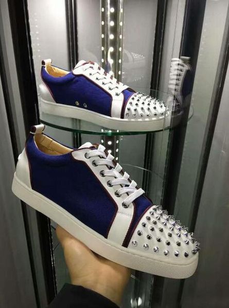 

fashion comfortable low junior spikes red bottom sneaker shoes, women men red sole walking designer sale with box,dust bag,eu35-47, Black