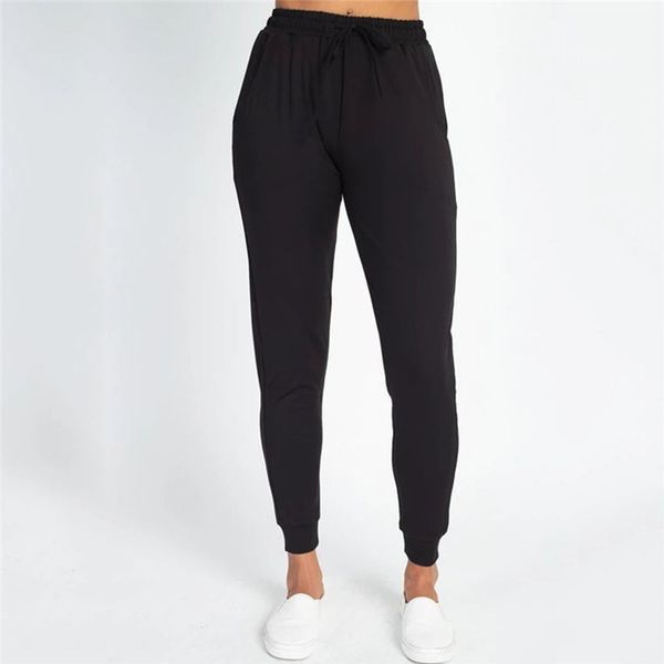 

active women sweatpants high waist sport running gym stretch sports pants casual ladies girls drawstring long pants joggers, Black;white