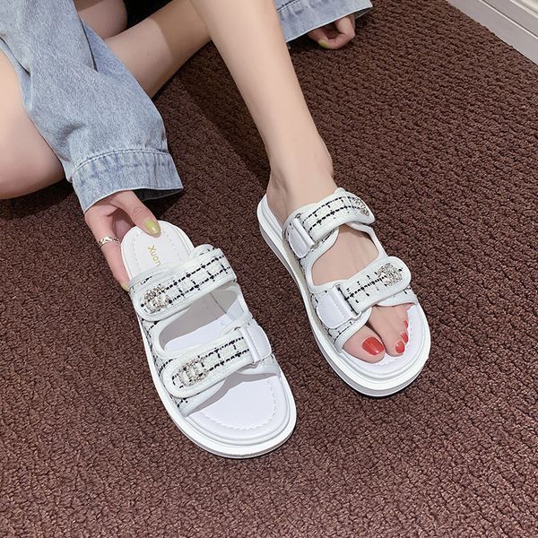 

summer shoes woman sandals women's beach summer fashion platform non-slip flat trailersandalia mujer shoes for women, Black