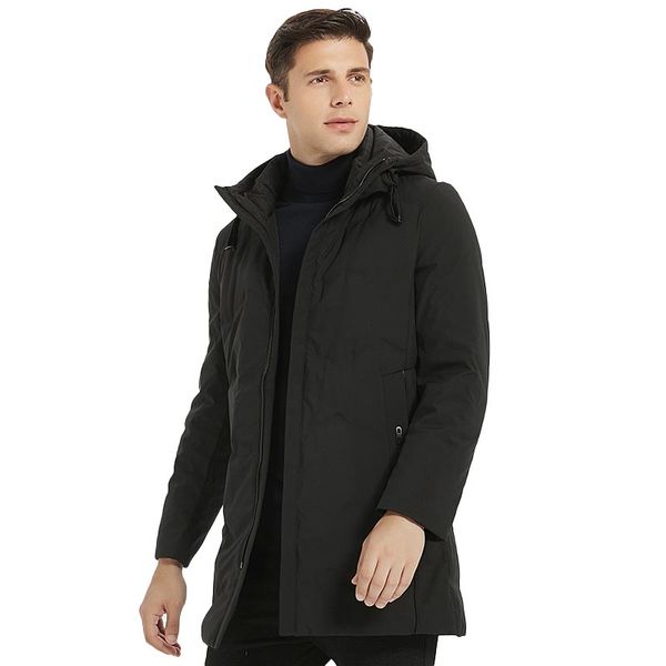 

new winter 90% white duck down jacket men's coat for men windproof waterproof warm zipper pocket long coat men doudoune homme, Black