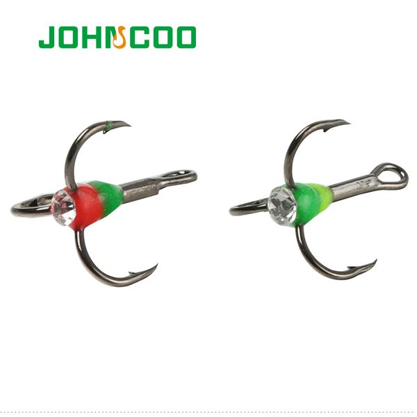 

johncoo new winter ice fishing hook 6pcs 6# 8# 10# treble hook high carbon steel fishing tackle