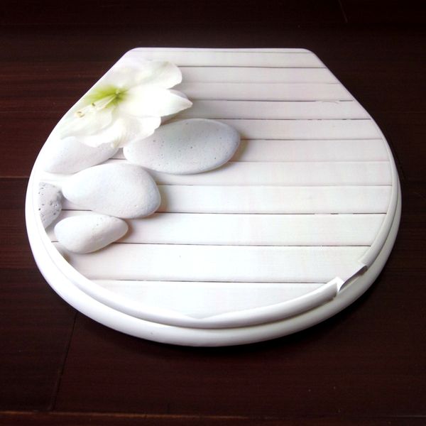 

toilet lid cover high quality fashion Lotus and stone toilet seat cover set hot selling fashion bathroom PP toilet seat