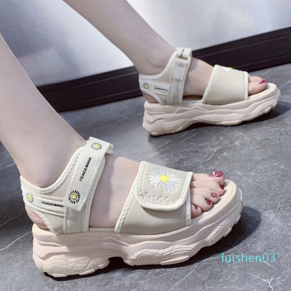 

women platform chunky sandals brand flower casual wedges shoes for woman fashion sports black open toe gladiator sandal summer l33