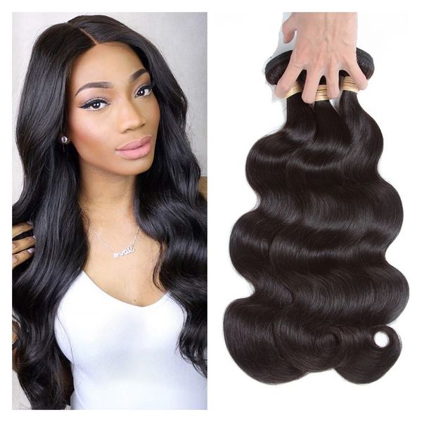 

8a grade brazilian human hair body wave 3 bundles virgin human hair weave bundles peruvian indian virgin hair total 300g natural black color