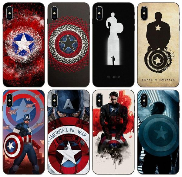 

tongtrade] super heroes captain america case for iphone 11 pro max x xs 8s 8 7s 7 6s 6 5 samsung note 10 plus 10 pro honor 20 redmi 6a case