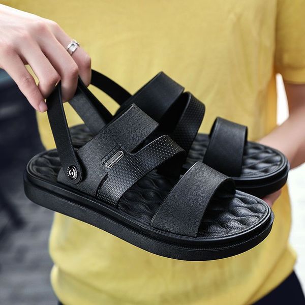 

men's sandals 2020 new summer soft sole all-black sandal sandals cool slippers c108