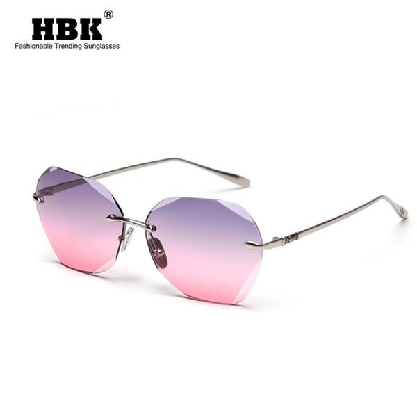 

hbk ladies 2020 new fashion rimless sunglasses retro vintage oval sun glasses men women vacation shades eyewear uv400, White;black