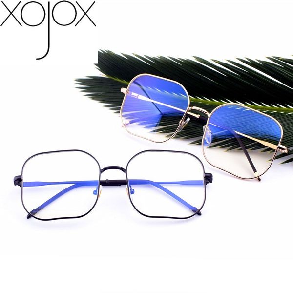 

xojox anti-blue oversized glasses frame for men women retro square flat mirror metal glasses frames computer goggles, White;black