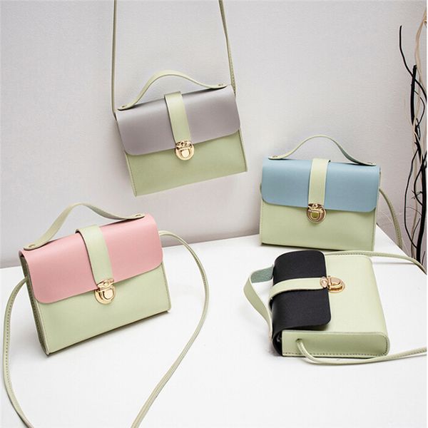 

women's lock single shoulder square bag women casual fashionable small bag pu leather mobile phone messenger