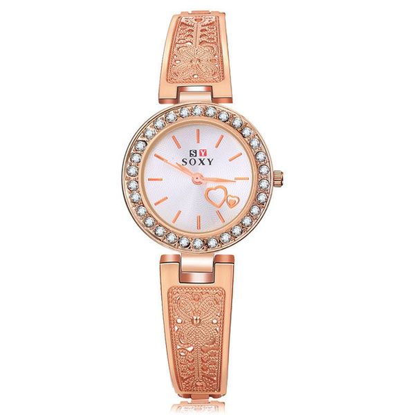 

bracelet watch women watches rose gold women's watches diamond ladies watch clock, Slivery;brown
