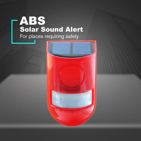 

solar sound alert flash warning 110 decibels sound & light alarm motion sensor siren strobe security alarm system for farm ip65