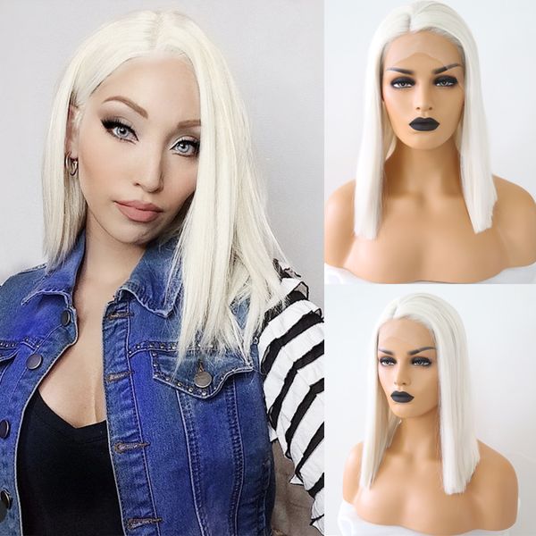 

синтетические харизмы короткие парики высокая trmperature волокна волос парик фронта шнурка с волос младенца короткие парики боб для женщин, Black