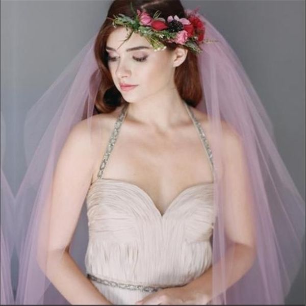 New Blush Pink Stunning Long Tulle Wedding Bridal Veil Bride Hair