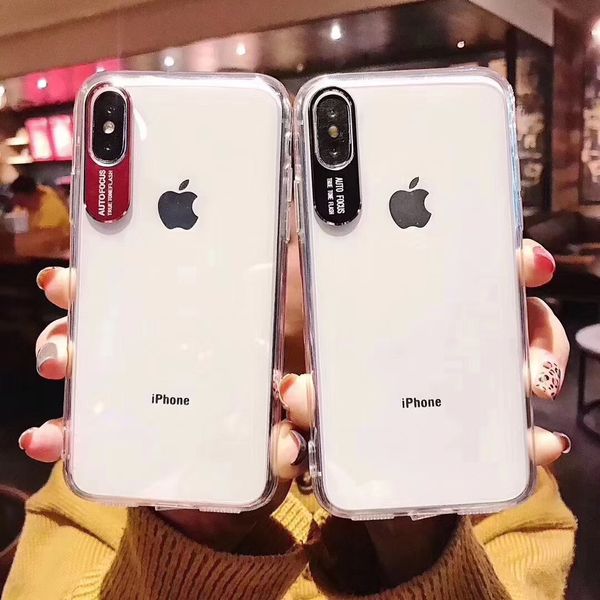 

2019 fast shipping for iphone 6 plus case metal camera frame eye protection designer phone case acrylic transparent for iphone xs max case