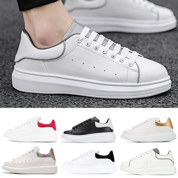 

Fashion brand Reflective womens mens designer luxury casual shoes Triple black white gold red pink leather suede flat sneakers Eur 36-44