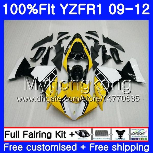 Iniezione per YAMAHA YZF 1000 R 1 YZF-1000 YZFR1 09 10 11 12 241HM.6 YZF R1 YZF1000 YZF-R1 2009 2010 2011 2012 Carenatura giallo bianco nuovo Kit