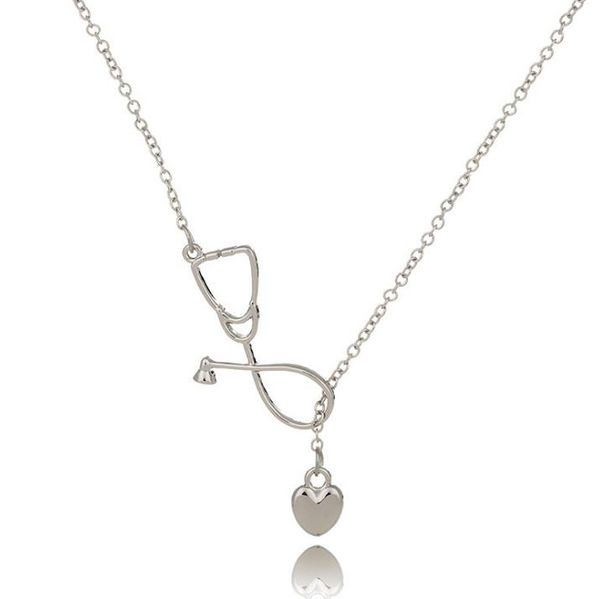 

doctor necklaces stethoscope heart pendant heart continuity nurse love necklace, Silver
