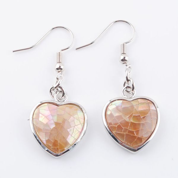 

wojiaer heart shaped drop серьги натуральная раковина раковины морского ушка болтаются серьги мода любовь ювелирные изделия для женщин dr322, Silver