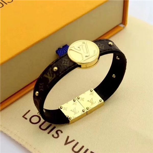 

85luxury дизайнеры кожаный браслет с золотым узором конструкции g5луисбраслет виттон с марками новой ювелирной моды, Golden;silver