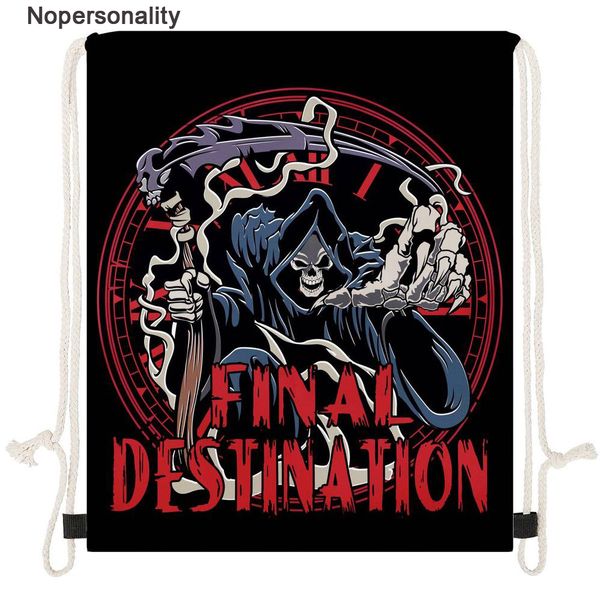 

nopersonality cool grim reaper print men cinch sack polyester storage school gym drawstring bag sack pack boys rucksack pouch