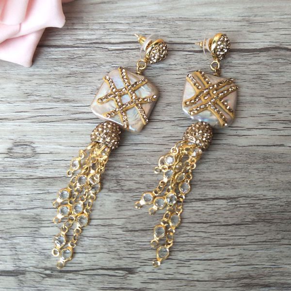 

1 pairs handmade alloy tassel dangle earrings,pearl chains with pave rhinestone earring jewelry for women earrings er337, Silver