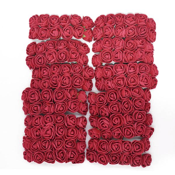 

72/144pcs 2cm teddy bear pe foam artificial rose flowers bouquet for home wedding party decoration diy wreath fake rose flower 7
