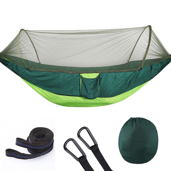 

automatic open parachute fabric hammock with mosquito steel hooks travel hiking backpacking camping hiking double leisure swing 250*120cm