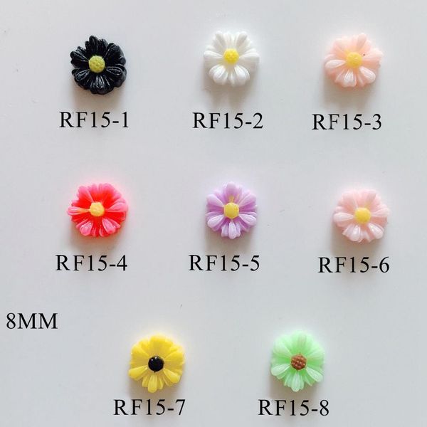 

3d 30pcs/bag resin 8mm different-color sunflower decoration nail art decorations nail art resin deco, Silver;gold