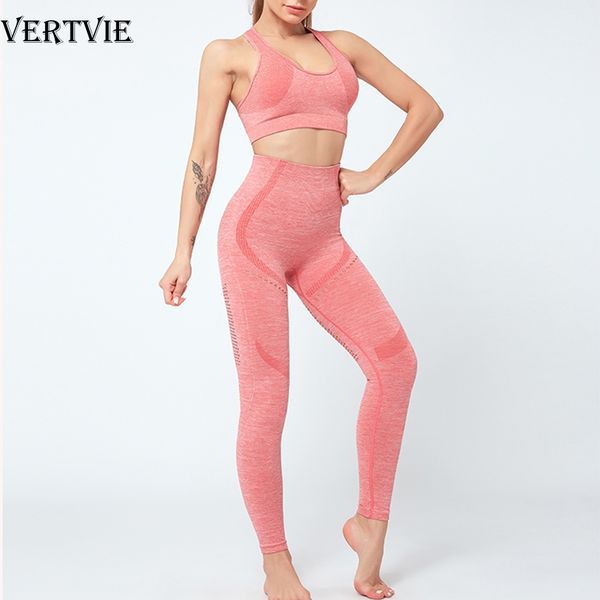 

vertvie 2 piece yoga set sports bra and leggings jogging women gym set seamless workout sports tights women fitness suit, White;red