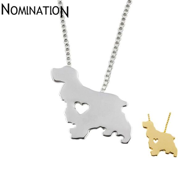 

cocker spaniel dog necklace animal pendant jewelry golden colors plated, Silver