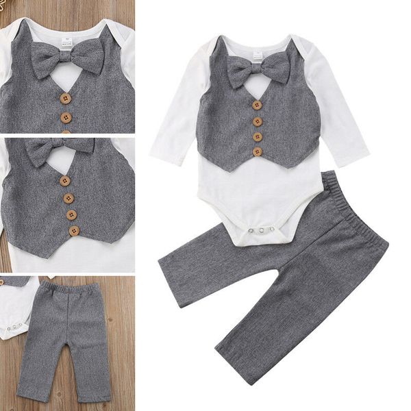

2pcs kids baby boy gentleman bow tie shirt romper+pants party formal set clothes size children kids fashion clothes, Pink;blue