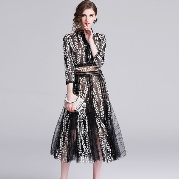 

женщин дизайнер тонкий сезоне кружева шить девять очков рукав dressl25j, Black;gray