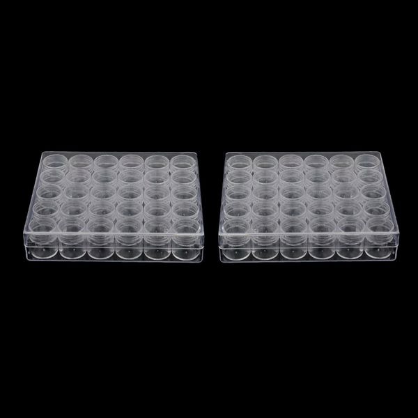 

60x clear round empty pot jar nail art jewelry gems beads storage organizer case