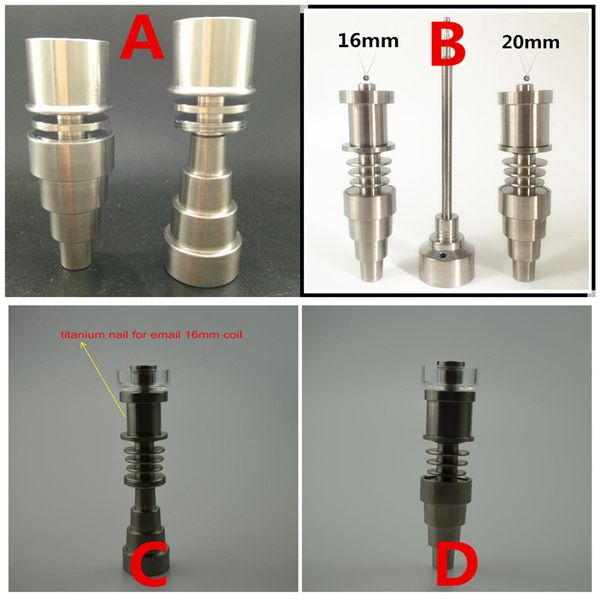 

universals e dab nail 6 in 1 domeless titanium nail 10/14/18mm female d nail dab 16/20mm heating coil