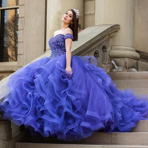 

элегантный слой юбка с плеча бальное платье quinceanera платья бисером молния назад конкурс платья партии пухлые девушки сладкий 16 платье z, Blue;red